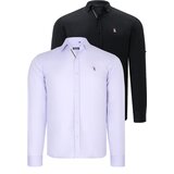 Dewberry DUAL SET G674 MENS SHIRTS-BLACK-LILAC | shoptok.hr