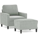  Fotelja s tabureom svjetlosiva 60 cm baršunasta | Eponuda.com