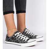 Gemre Black women's canvas sneakers in Aztec style Kalusa | shoptok.hr