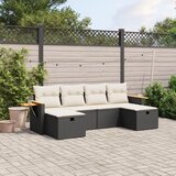 Maison Chic Seti vrtnega pohištva - Vrtna garnitura - Vrtni pohištvo set 6-delna z blazinami črna poli ratan, (21807776) | Shoptok.si