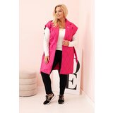 Kesi Włoski Plus Size women's quilted vest with belt and collar pink | Shoptok.si