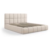 Micadoni Home Svjetlo smeđi tapecirani bračni krevet s prostorom za odlaganje s podnicom 160x200 cm Bellis – Cijene