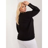 Fashion Hunters Black plus-size sweatshirt with buttons on the sleeves