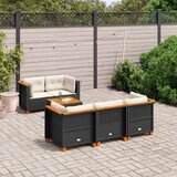  The Living Store Vrtna sedežna garnitura 6-delna z blazinami črna poli ratan - Vrtna Sedežna Garniture, (21476452) | Shoptok.si