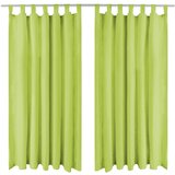 MIKRO Satenske Zavjese 2 kom s Tregerima 140x175 cm Zelene | shoptok.hr