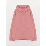 LC Waikiki Girls' Basic Long Sleeve Hoodie with Zipper Sweatshirt.