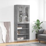 vidaXL Visoka komoda siva betona 69 5x34x180 cm od konstruiranog drva | shoptok.hr