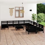 The Living Store Vrtna sedežna garnitura 12-delna črna trdna borovina - Vrtna Sedežna Garnitura, (21478897) | Shoptok.si