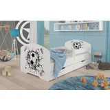 ADRK Furniture Otroška postelja Pepe grafika - 70x140 cm z ograjico in predalom