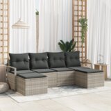 6-dijelni vrtni set sofa s jastučićima svijetlosiva poli ratan | shoptok.hr