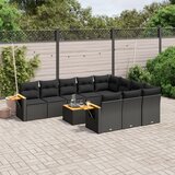Maison Chic Seti vrtnega pohištva - Vrtna garnitura - Vrtni pohištvo set 11-delna z blazinami črn poli ratan, (21816137) | Shoptok.si