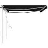vidaXL Ročno zložljiva tenda s stebrički 4x3,5 m antracitna | Shoptok.si