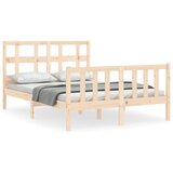 The Living Store Posteljni okvir z vzglavjem 120x200 cm trden les - Posteljni Okvir, (21530537) | Shoptok.si