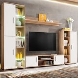  Zidni TV element s LED svjetlima boja hrasta sonome i bijela | shoptok.hr