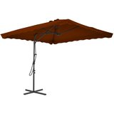  Vrtni suncobran s čeličnim stupom 250 x 250 x 230 cm terakota | shoptok.hr