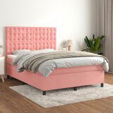 The Living Store Box spring postelja z vzmetnico roza 140x200 cm žamet - Box Spring Postelja, (21492255) Cene