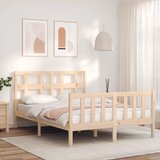 The Living Store Posteljni okvir z vzglavjem 120x200 cm trden les - Posteljni Okvir, (21530537) | Shoptok.si