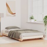 vidaXL Posteljni okvir Rjava 90 x 210 cm Trdna borovina | Shoptok.si