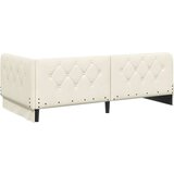 vidaXL Kutni okvir kreveta s madracem Krema 90 x 200 cm Baršun | shoptok.hr