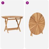 Preklopni vrtni stol Prirodna Ø 110 x 75 cm Čvrsto teak drvo | shoptok.hr