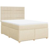 vidaXL Box spring postelja z vzmetnico krem 160x200 cm blago, (21310300) | Shoptok.si