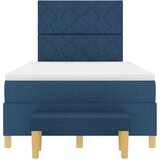 vidaXL Box Spring Postelja z Vzmetnico & Klopejo Modra 120x190 cm Tkanina, (22080785) | Shoptok.si