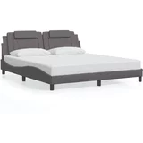 vidaXL Okvir kreveta s LED svjetlima sivi 180 x 200 cm od umjetne kože