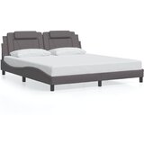 vidaXL Posteljni okvir z LED lučkami siv 180x200 cm umetno usnje | Shoptok.si