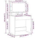  Toaletni stol s LED svjetlima - Siva Sonoma 79x41x135 cm | shoptok.hr
