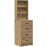 vidaXL Set od 3 Artezan hrast Inženjersko drvo, ogledalo Visoka komoda | shoptok.hr
