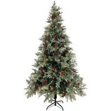  Osvijetljeno božićno drvce i šiške zeleno-bijelo 195 cm PVC/PE | shoptok.hr