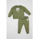 Defacto Baby Boy Printed Crew Neck Sweatshirt Jogger Tracksuit Bottom 2-Piece Set