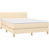  Box spring postelja z vzmetnico LED krem 140x200 cm blago, (20900229) | Shoptok.si