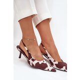 Boto Stiletto Pumps With Open Heel In Brown-White Dots Talira | shoptok.hr