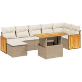 Maison Chic Seti vrtnega pohištva - Vrtna garnitura - Vrtni pohištvo set 8-delna z blazinami bež poli ratan, (21800044) | Shoptok.si