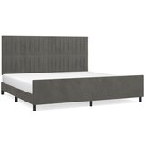 The Living Store Posteljni okvir z vzglavjem temno siv 200x200 cm žamet - Posteljni Okvir Z Vzglavjem, (21492977) | Shoptok.si