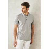 ALTINYILDIZ CLASSICS Men's Shrink-Resistant Cotton Fabric Regular Fit Comfortable Cut Gray Non-Roll Polo Collar T-Shirt with Pockets