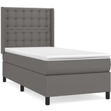 vidaXL Box spring postelja z vzmetnico siva 90x200 cm umetno usnje, (20790007) Cene