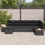 vidaXL Set od 7 dijelova vrsne garniture s jastučićima crni poli rattan | shoptok.hr