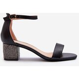 Boto Women's sandals in eco leather on embellished heel black Wiatalia | Shoptok.si
