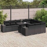 vidaXL 11-dijelni set vrtnih sofa od poliratana s jastucima crni | shoptok.hr
