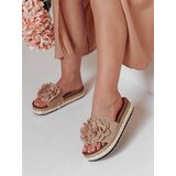 DStreet Klapki damskie z kwiatem KWIATARIS khaki | ePonuda.com
