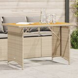 vidaXL Vrtna miza z leseno mizno ploščo bež 110x68x70 cm poli ratan | Shoptok.si