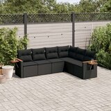  6-dijelni set vrtnih sofa s jastucima crni od poliratana | shoptok.hr