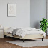 The Living Store Posteljni okvir z vzglavjem krem 90x200 cm umetno usnje - Posteljni Okvir Z Vzglavjem, (21526695) Cene