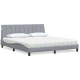vidaXL Postelja z vzmetnico svetlo siva 180x200 cm blago | Shoptok.si