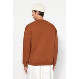 Trendyol Brown Men's Relaxed/Comfortable Fit Half Turtleneck Thick Sweatshirt with Letters Embroidered Cotton. | Shoptok.si