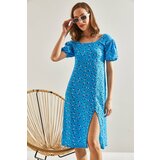Bianco Lucci women's front gathered flower patterned dress Cene