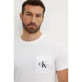 Calvin Klein Jeans Bombažna kratka majica moška, bela barva, J30J320936