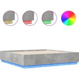 vidaXL Posteljni okvir z LED lučkami betonsko siv 200x200 cm inž. les, (21112570) Cene